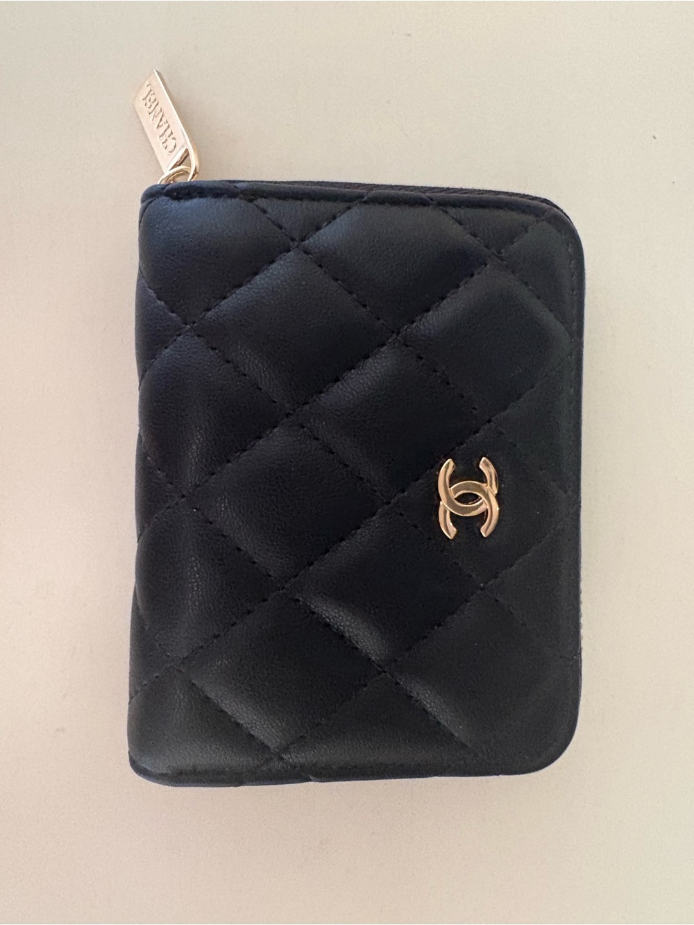 Designer Inspired New  Black Quilted Leather Zip Card Case Wallet - Picture 9 of 10